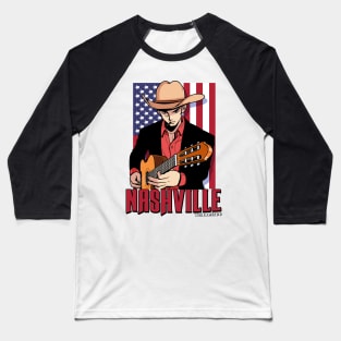 Nashville Tennessee Country Music Lover Guitarist Baseball T-Shirt